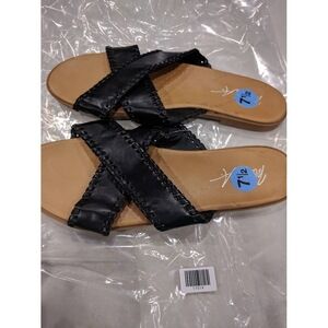 MAri A. Women Shoes sandals Slide Flat Black 7.5